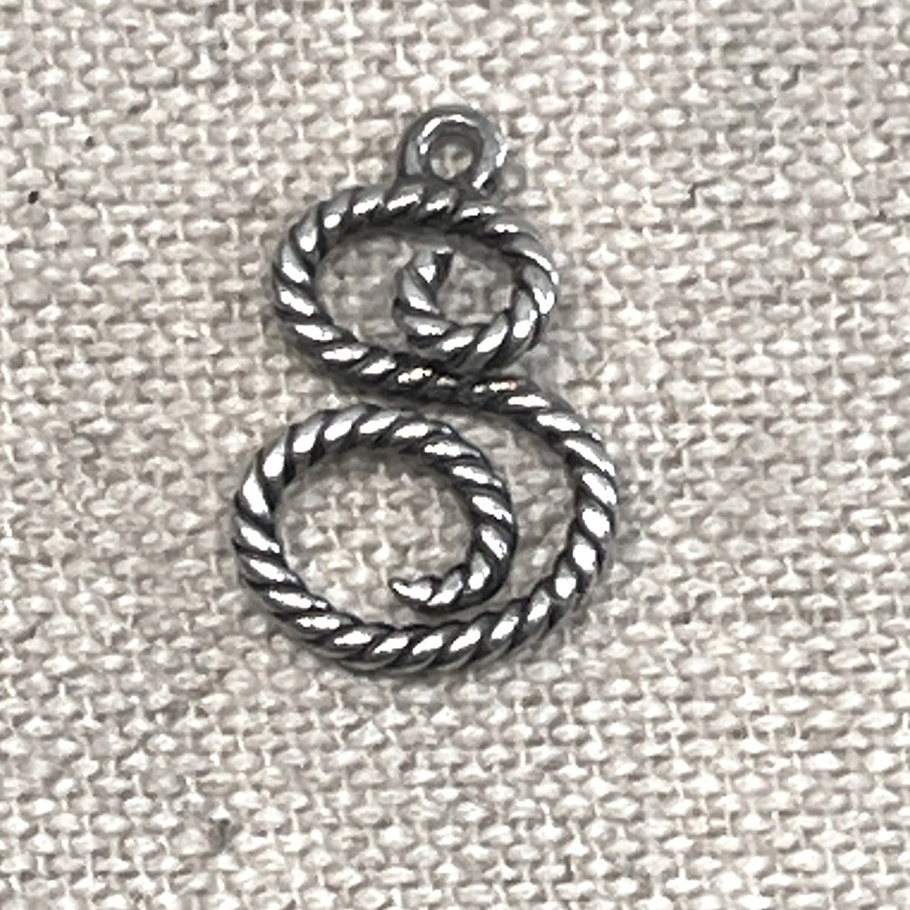 James Avery Sterling Silver 3D Rope Letter S Initial Charm Retired Vintage